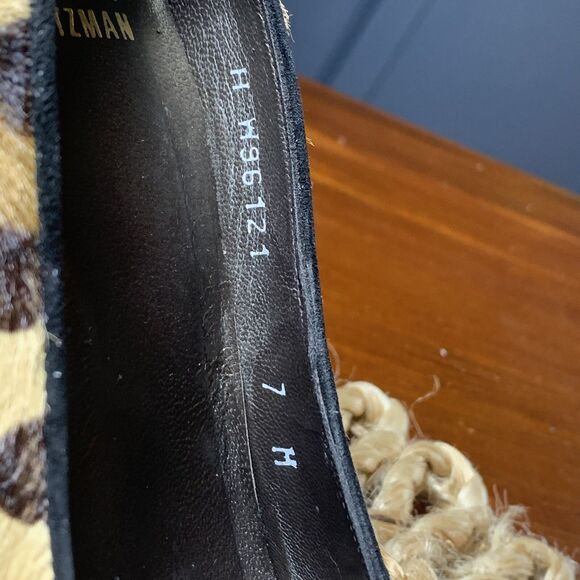 Stuart Weitzman‎ 7M Leopard Calf Hair Stiletto Animal tan black Platform - Picture 6 of 14